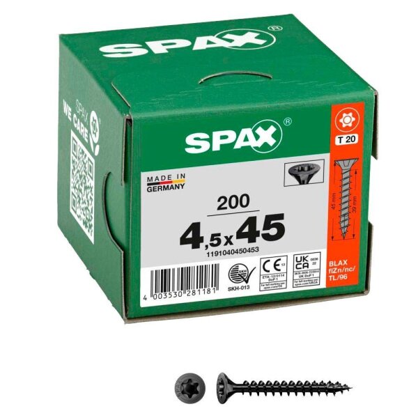 SPAX® Universalschrauben T20 Senkkopf BLAX 1191040450453 4,5 mm x 45 mm, 200 St.