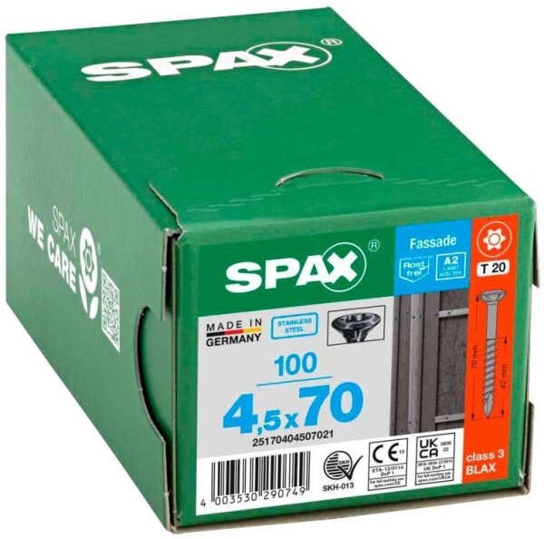 SPAX® Fassadenschrauben T20 Linsensenkkopf BLAX A2 25170404507021 4,5 mm x 70 mm, 100 St.