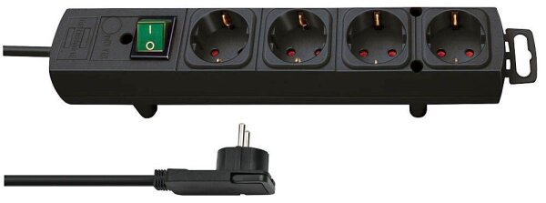 brennenstuhl Comfort-Line Plus 4-fach Steckdosenleiste mit Schalter 2,0 m schwarz