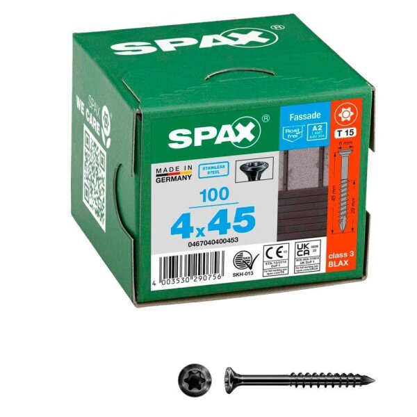 SPAX® Fassadenschrauben T15 Linsensenkkopf BLAX 0467040400453 4 mm x 45 mm, 100 St.