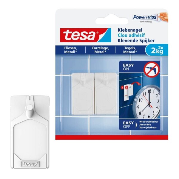 tesa Powerstrips Klebenägel für max. 2,0 kg, 2,4 x 4,5 cm, 2 St.