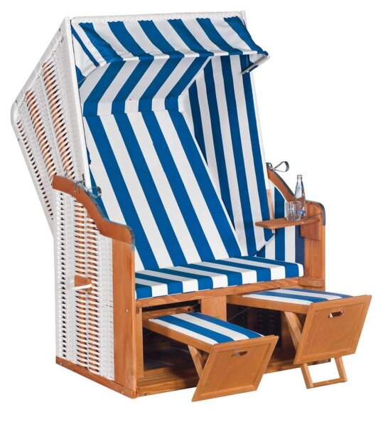 Sunny Smart® Strandkorb Rustikal 50 Basic blau, weiß, gestreift, weiß Kunststoff, Holz, 1-teilig
