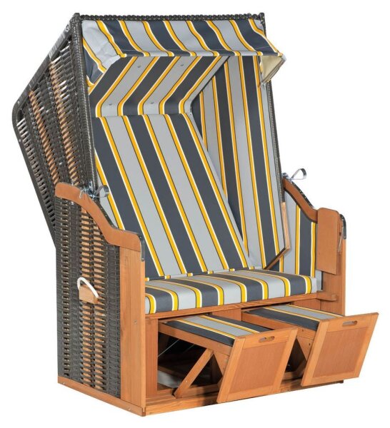 Sunny Smart® Strandkorb Rustikal 50 Basic dunkelgrau, grau, gestreift, anthrazit Kunststoff, Holz, 1-teilig