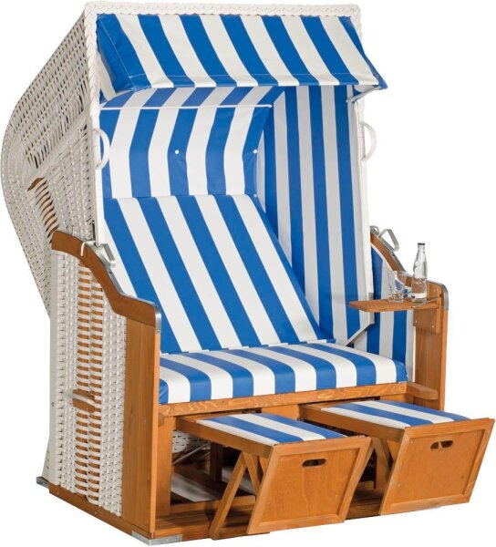 Sunny Smart® Strandkorb Rustikal 250 Basic blau, weiß, gestreift, weiß Kunststoff, Holz, 1-teilig