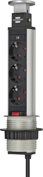 brennenstuhl Tower Power 3-fach Tischsteckdose 2,0 m silber