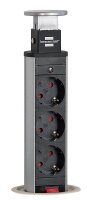 brennenstuhl Tower Power 3-fach Tischsteckdose 2,0 m silber