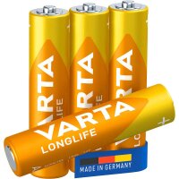 VARTA Batterien LONGLIFE Alkali-Mangan Micro AAA 1,5 V, 4...