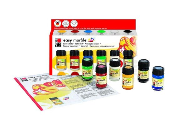 Marabu Easy Marble Marmorierfarben farbsortiert, 6 St.