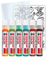 Marabu Dinosaurier Fenstermalfarben farbsortiert 6 x 25,0 ml