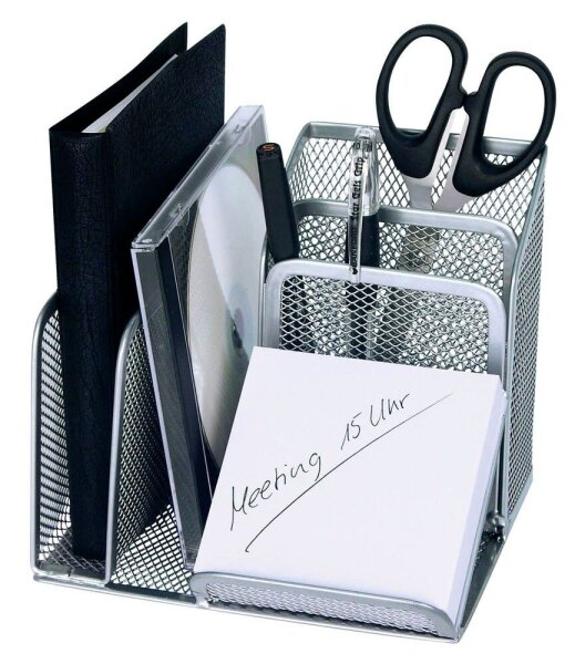 WEDO Schreibtisch-Organizer Office silber Metall 4 Fächer 15,8 x 13,5 x 14,5 cm
