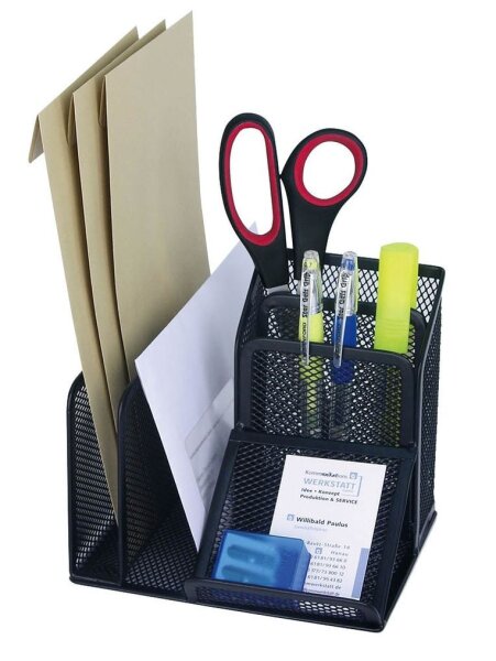 WEDO Schreibtisch-Organizer Office schwarz Metall 4 Fächer 15,8 x 13,5 x 14,5 cm