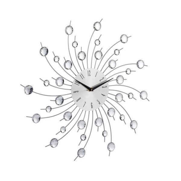 relaxdays Wanduhr silber Eisen, Acryl, Ø 50,0 cm