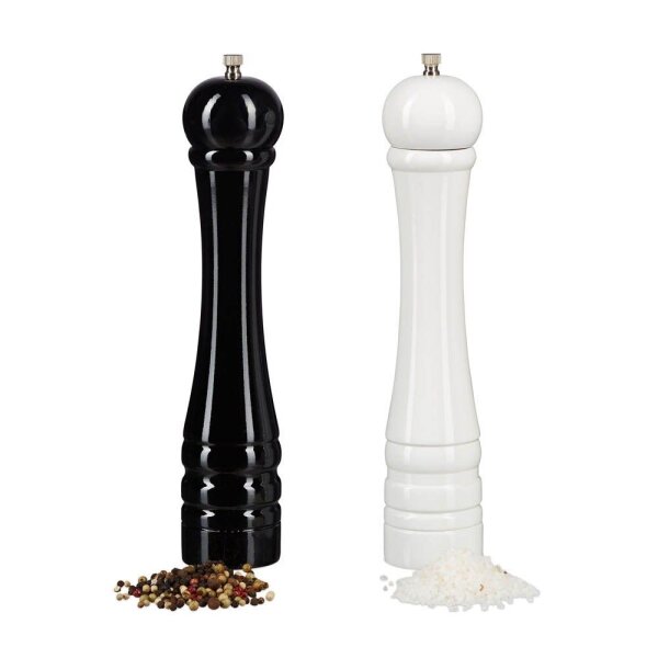 relaxdays Salz- und Pfeffermühlen-Set weiß/schwarz Höhe: 30,0 cm 2-tlg., 2 St.