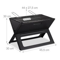 relaxdays Holzkohlegrill 45,5 x 30,0 x 30,0 cm, 1 St.