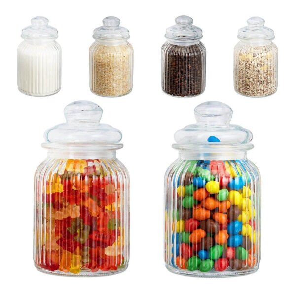 relaxdays Vorratsdosen-Set transparent 1,0 l, 1 Set