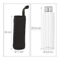 relaxdays Trinkflaschen transparent 500,0 ml, 6 St.