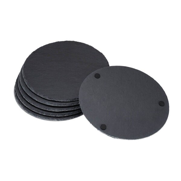 relaxdays Schieferplatten grau Ø 25,0 cm, 6 St.