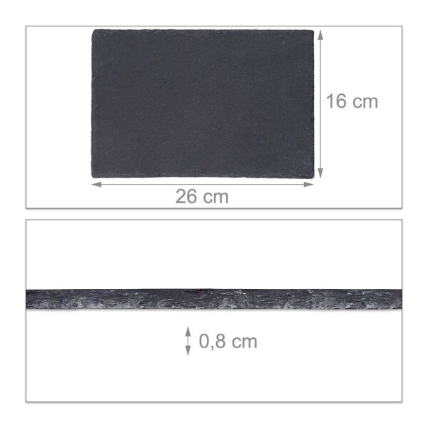 relaxdays Schieferplatten grau 26,0 x 16,0 cm, 6 St.