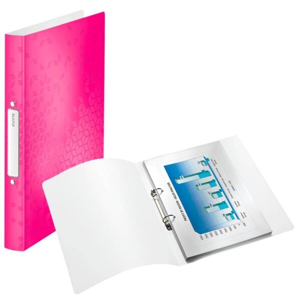 LEITZ WOW Ringbuch 2-Ringe pink-metallic 3,2 cm DIN A4, 1 St.