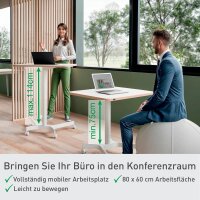 LEITZ Ergo höhenverstellbarer Schreibtisch weiß rechteckig, 4-Fuß-Gestell weiß 80,0 x 60,0 cm