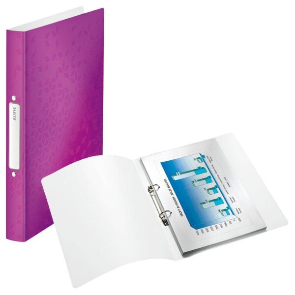 LEITZ WOW Ringbuch 2-Ringe violett-metallic 3,2 cm DIN A4, 1 St.