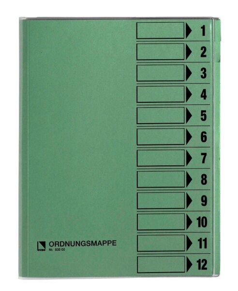 bene Ordnungsmappe 12 Fächer grün, 1 St.
