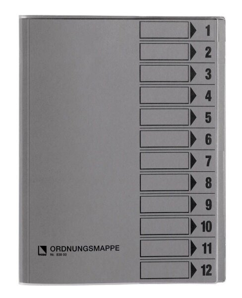 bene Ordnungsmappe 12 Fächer grau, 1 St.