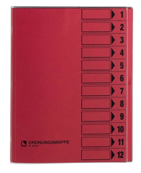 bene Ordnungsmappe 12 Fächer rosa, 1 St.