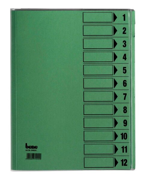 bene Ordnungsmappe 12 Fächer grün, 1 St.