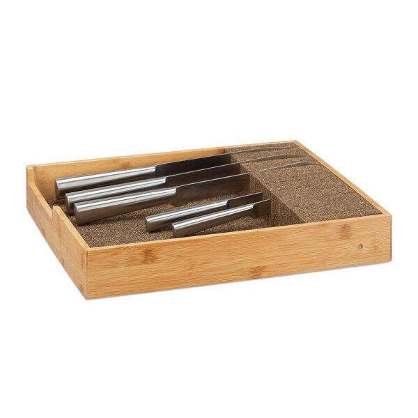 relaxdays XL Messer-Schubladeneinsatz braun 1 St.