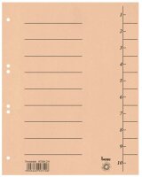 bene Trennblätter DIN A4 1-10 chamois, 250 g/qm, 100...