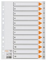 bene Ordnerregister DIN A4 Vollformat 1-12 grau...