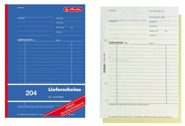 herlitz Lieferschein mit Empfangsschein Formularbuch 204,...
