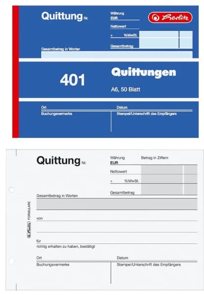 herlitz Quittung, MwSt. separat ausgewiesen Formularbuch...
