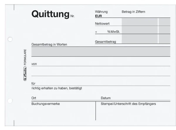 herlitz Quittung, MwSt. separat ausgewiesen Formularbuch...