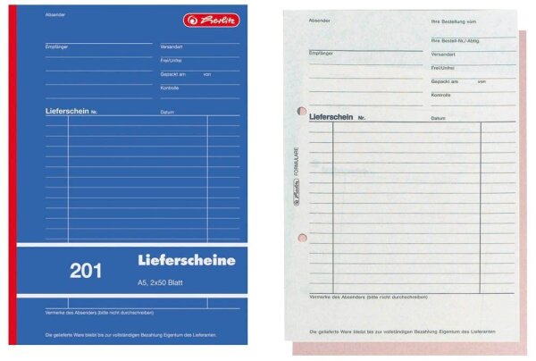 herlitz Lieferschein mit Empfangsschein Formularbuch 201, 1 St.
