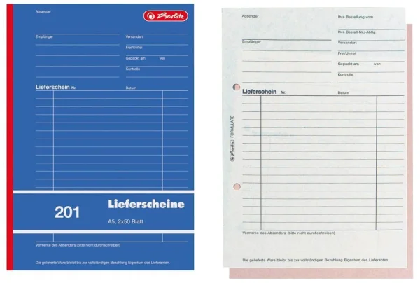 herlitz Lieferschein mit Empfangsschein Formularbuch 201,...