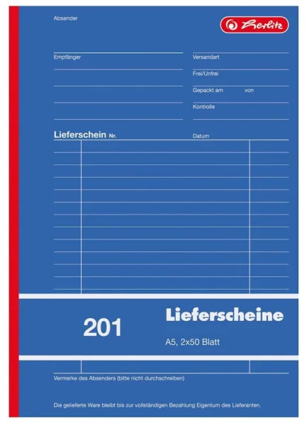 herlitz Lieferschein mit Empfangsschein Formularbuch 201,...