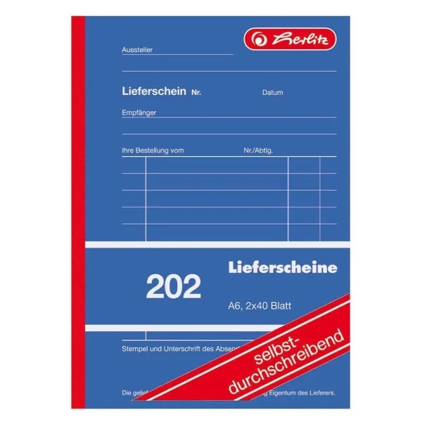 herlitz Lieferschein mit Empfangsschein Formularbuch 202,...