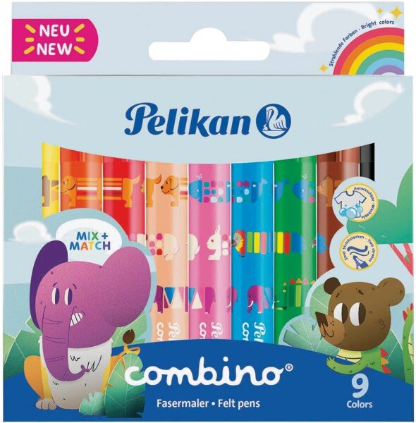 Pelikan combino Filzstifte farbsortiert, 9 St.