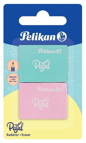 Pelikan Radiergummis Pastel farbsortiert, 2 St.