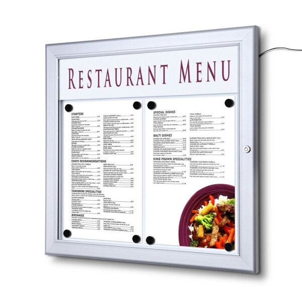 Showdown® Displays LED-Leuchtrahmen silber 2x DIN A4 50,5 x 2,3 x 47,7 cm, 1 St.