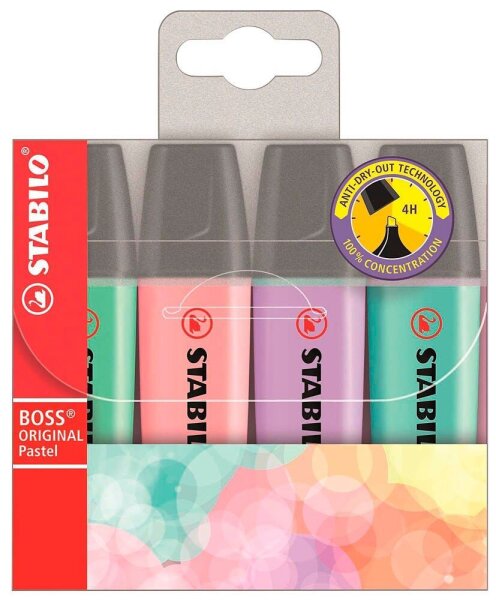 STABILO BOSS ORIGINAL Textmarker farbsortiert, 4 St.