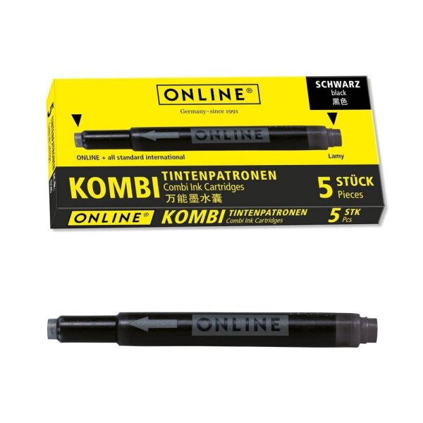 ONLINE® Tintenpatronen für Füller 17306/12 schwarz, 5 St.