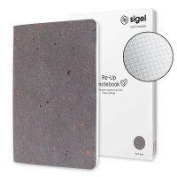 SIGEL Notizbuch RE-UP ca. DIN A5 kariert, dunkelgrau...