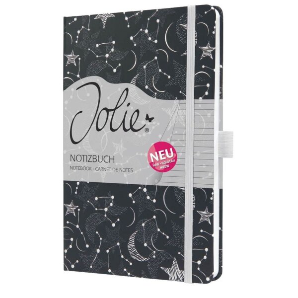 SIGEL Notizbuch JOLIE ca. DIN A5 liniert, schwarz Hardcover 174 Seiten, 1 St.