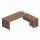 Quadrifoglio T45 Schreibtisch nussbaum L-Form, Wangen-Gestell nussbaum 220,0 x 194,0 cm