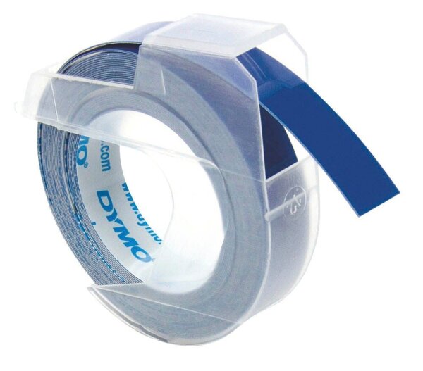 DYMO Prägeband 3D 12744 520106, 9 mm, weiß auf blau, 1 St.