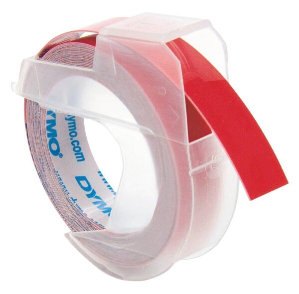 DYMO Prägeband 3D 12742 520102, 9 mm, weiß auf rot, 1 St.