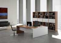 Quadrifoglio T45 Schreibtisch nussbaum L-Form, Wangen-Gestell nussbaum 200,0 x 194,0 cm